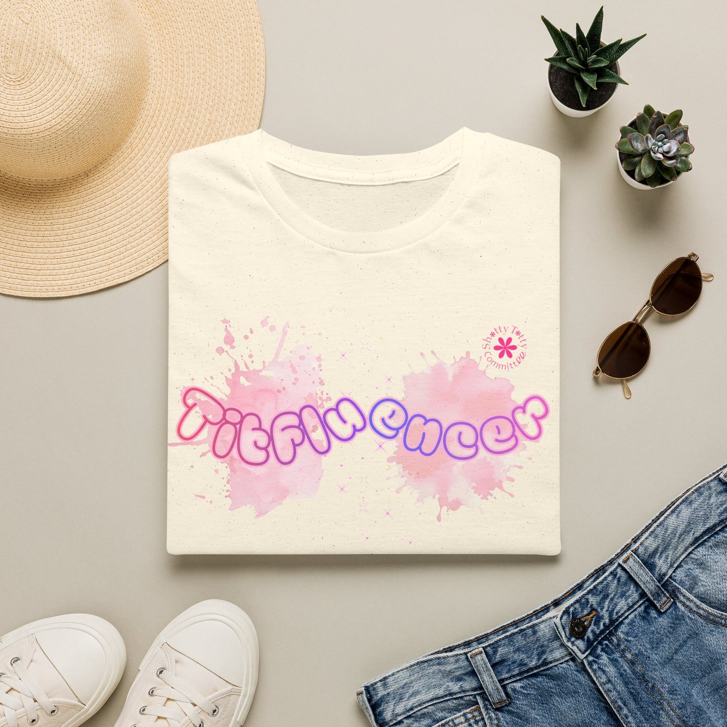 T-Shirt — "Titfluencer" Pink Watercolor Graphic Tee
