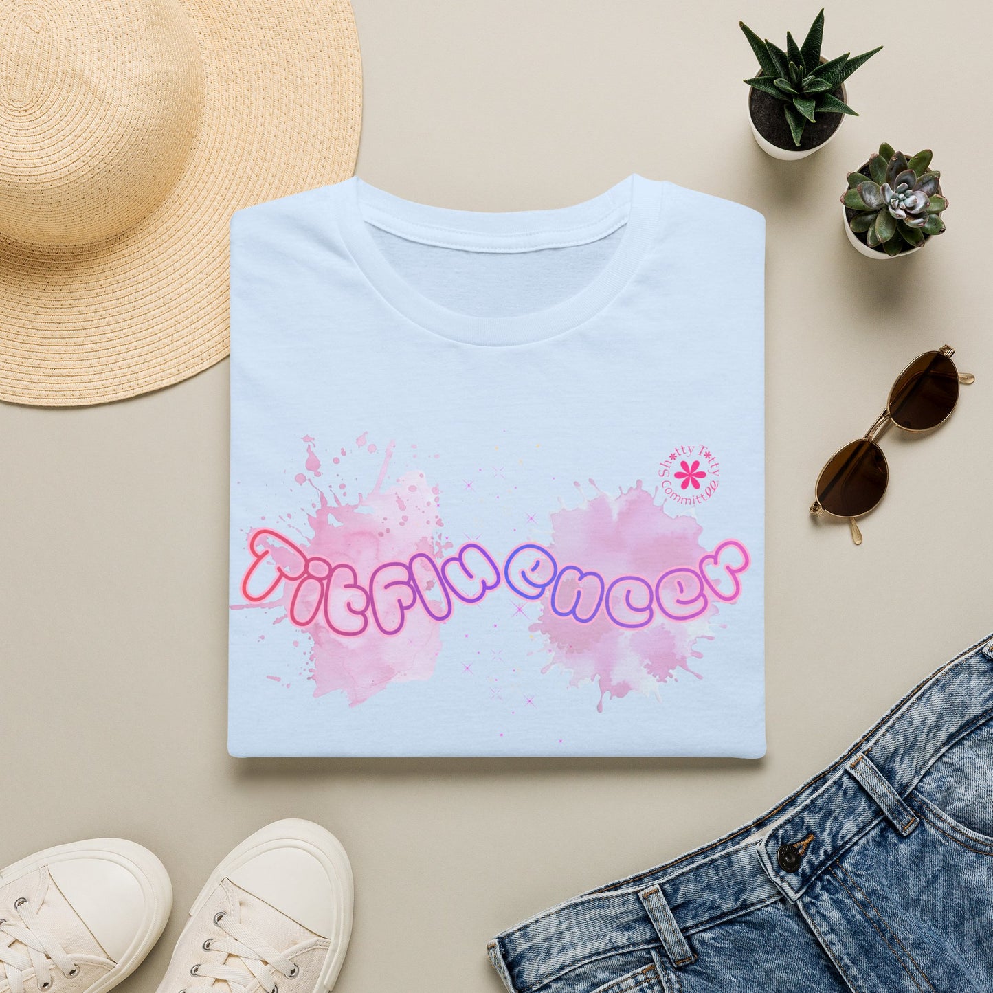 T-Shirt — "Titfluencer" Pink Watercolor Graphic Tee