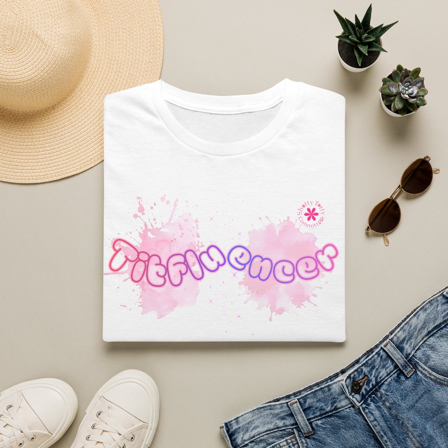 T-Shirt — "Titfluencer" Pink Watercolor Graphic Tee