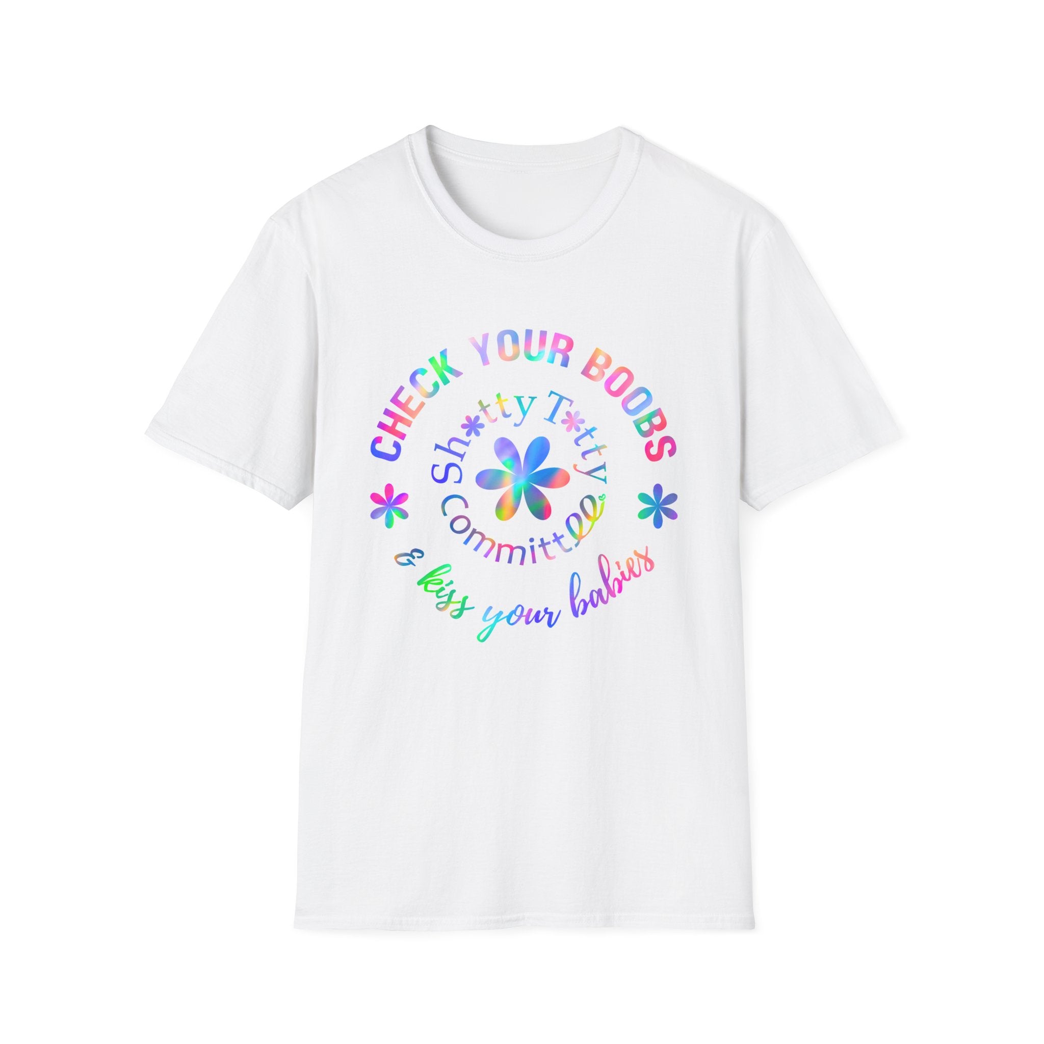Global Fulfilment - Check Your Boobs T-Shirt — Breast Cancer Awareness Floral Reminder
