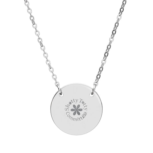 Engraved Circle Pendant Necklace — Personalized Floral Compass Design